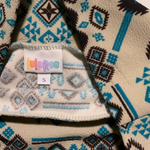 NWT‎ LuLaRoe Small Cassie Pencil Skirt Geometric Tan Black Teal (I) - Picture 4 of 4